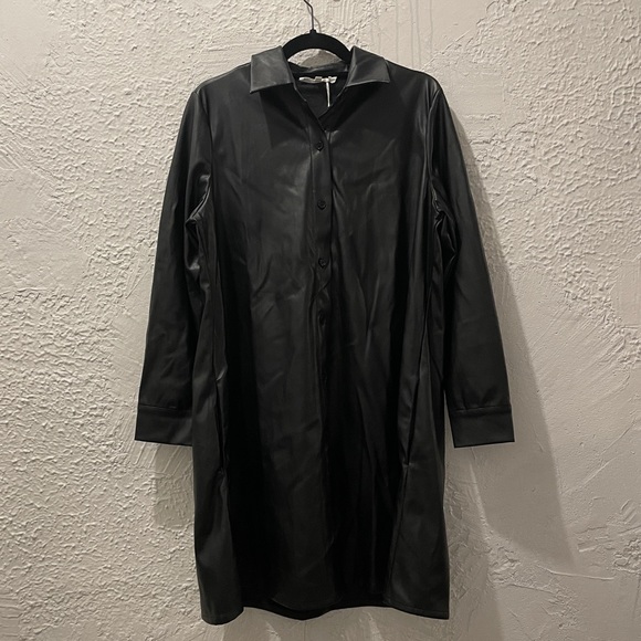 NWT DUETTE NYC Vegan Leather Long Shirt - The Lafayette - Picture 8 of 11
